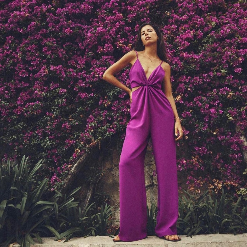 Zara Elegant Magenta Jumpsuit with Braided Straps